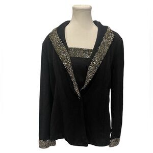 St John knit Evening Jacket Black gold PIALLETTES Dickie & st john classic pants